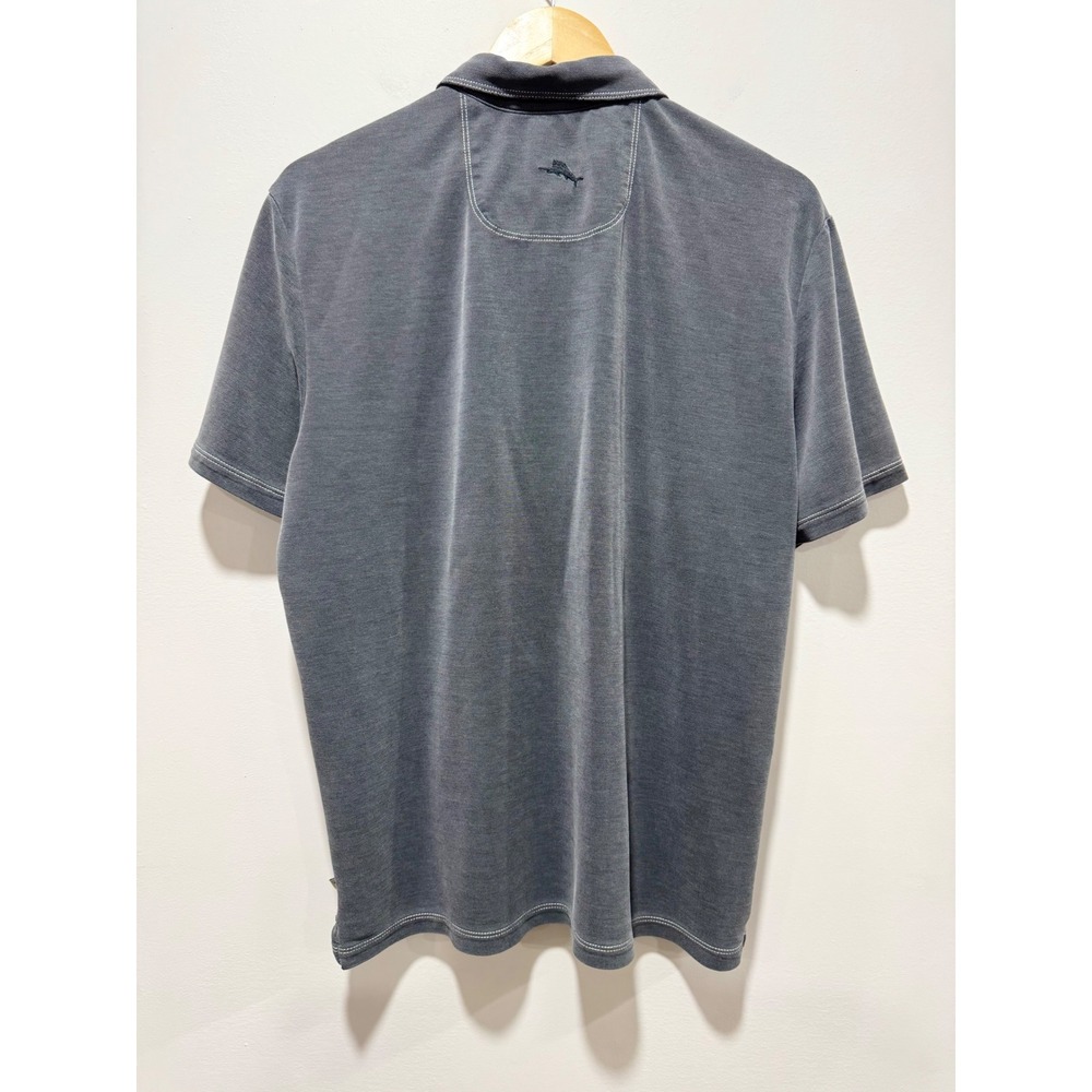 Tommy Bahama Mens Gray Tencel Blend Short Sleeve Polo Shirt Size M - Picture 2 of 7